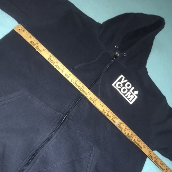VOLCOM zip up hoodie, front pockets long sleeve dark navy blue size L - Picture 7 of 9